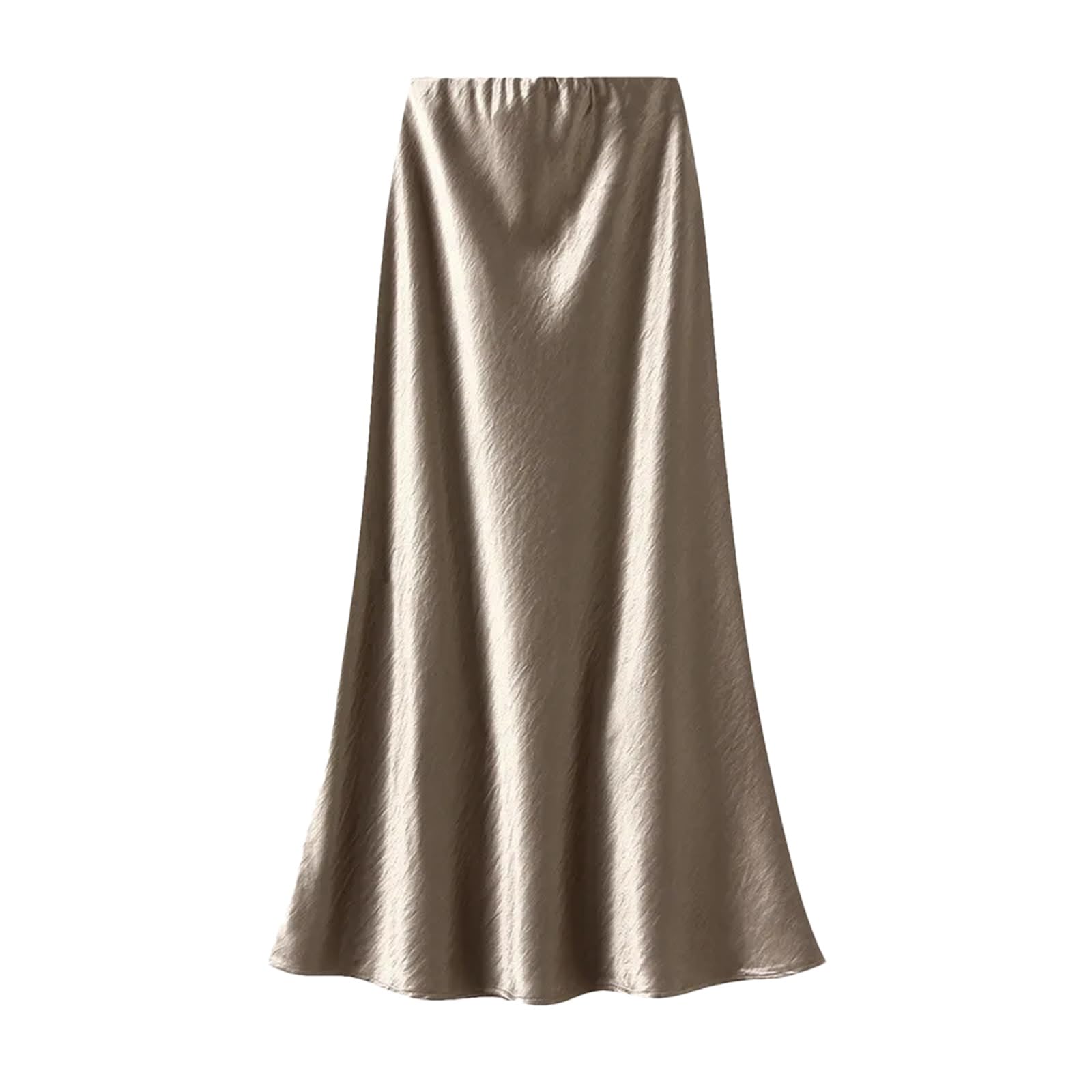 Jupe mi-longue plissée fluide en satin pour femme