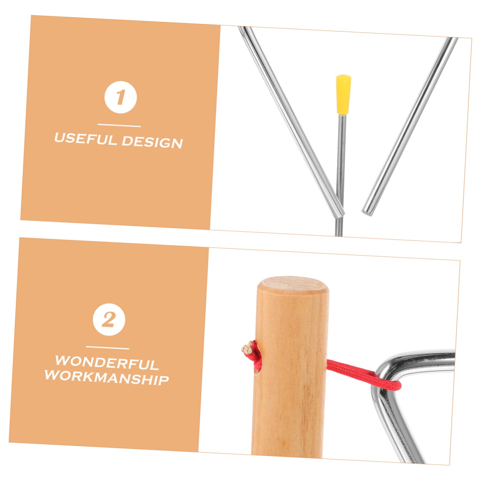 Instrument Triangle Musical Support Bois Lot de 2 sets de sets de Pièces | Baguettes Fournies, Bords Arrondis, Son Clair et Résonnant, Garçon et Filles et Débutants, Usage D’Apprentissage
