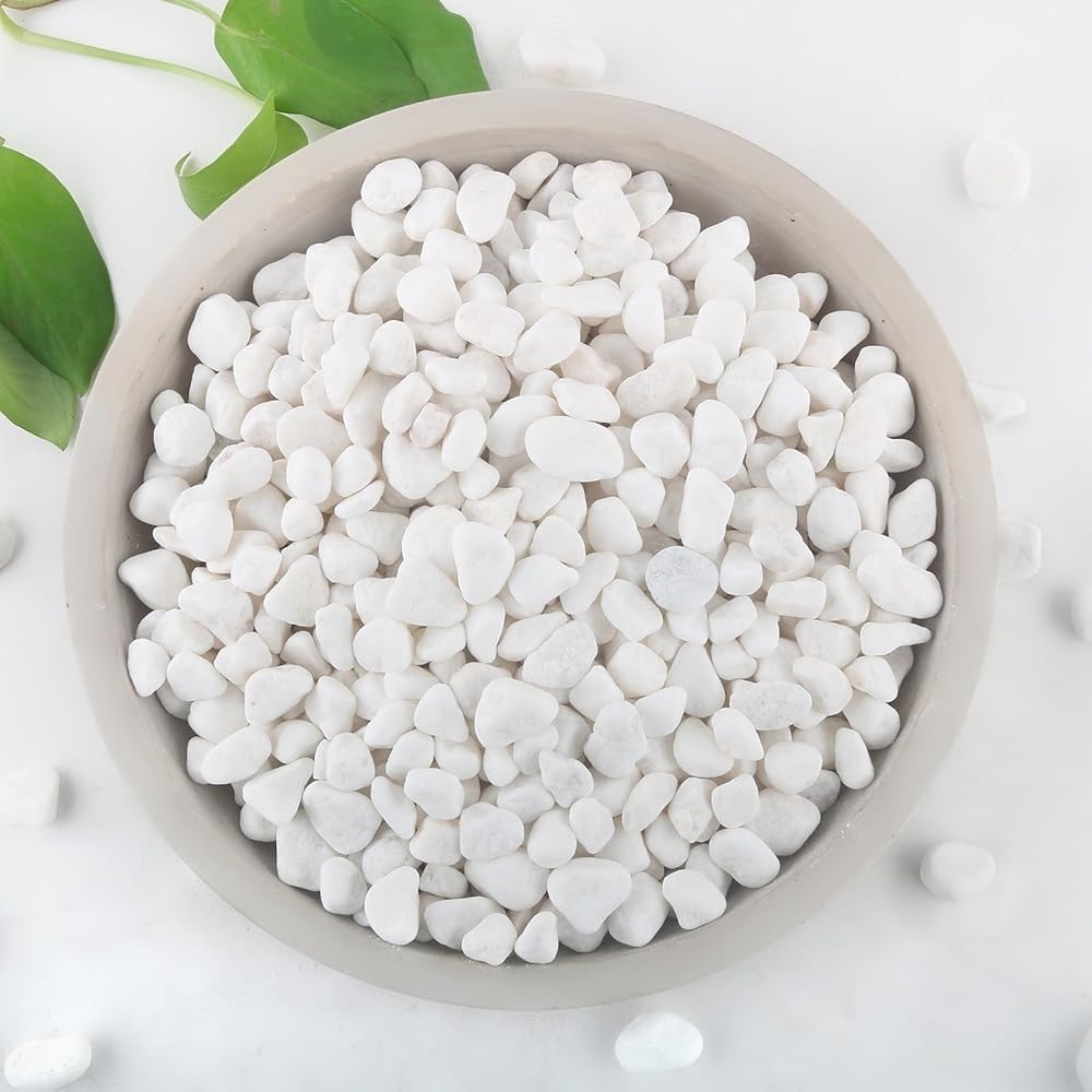 White Decorative Pebbles, Small Polished Stones, Natural River Rocks for Garden, Vase Filler, Aquarium-image-3