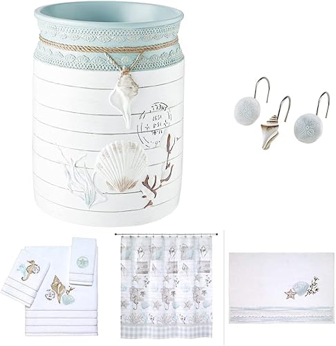 Avanti Linens - Paquete de colección de conchas de granja, hermosa decoración costera para baño