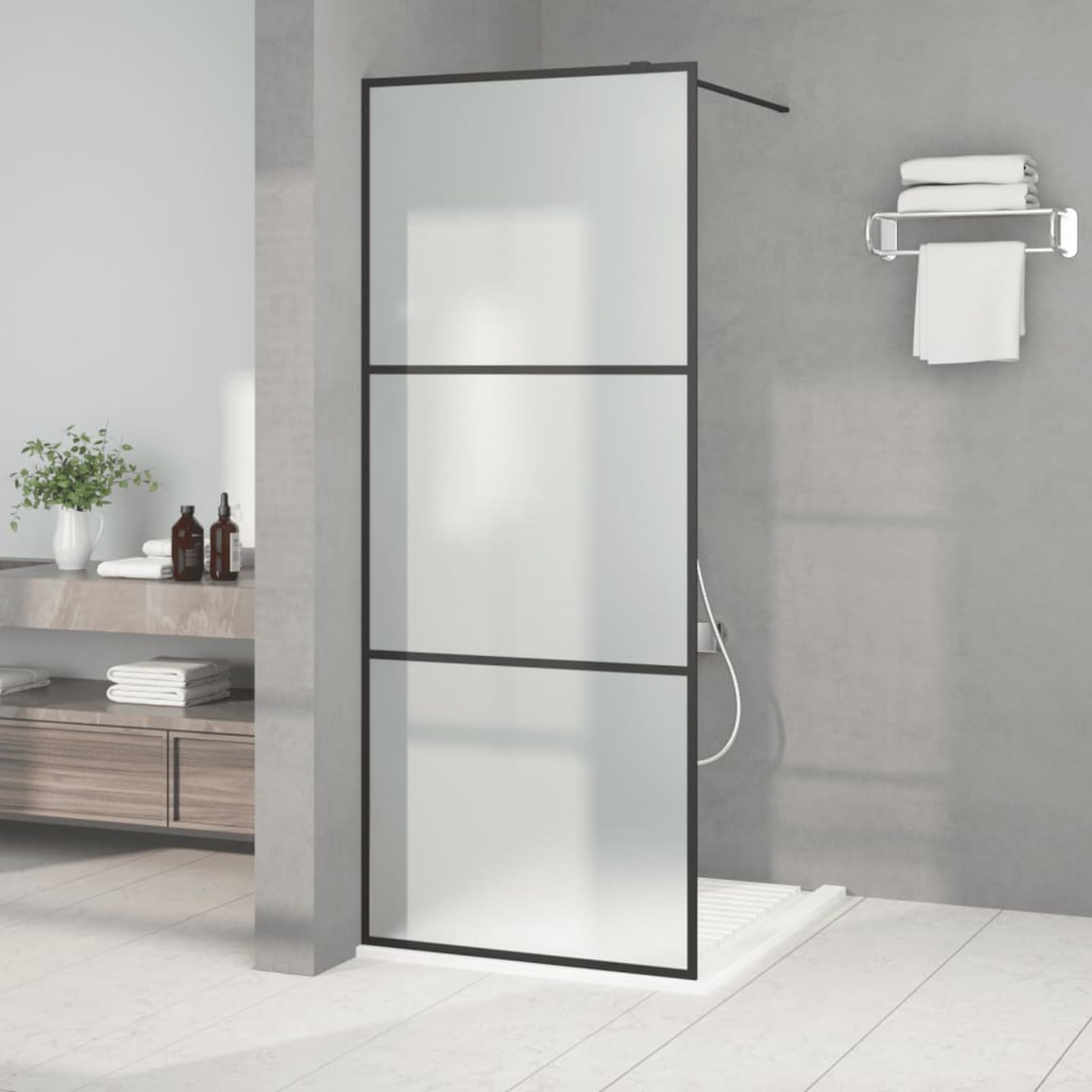 JUDYY Mampara de Ducha Vidrio ESG Esmerilado Negro 80x195 cm, Mampara Bañera, Mampara Baño Ducha, Cabina De Ducha, Mampara Baño 152110