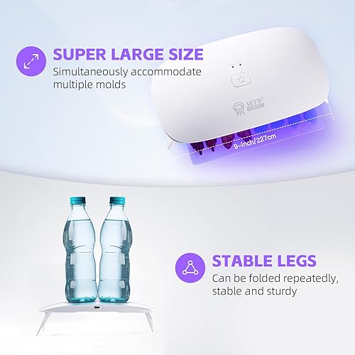 Miniatura 5 de LET'S RESIN Luz UV mejorada para resina, luz de resina UV portátil de gran tamaño, curado rápido y lámpara UV portátil, suministros de fabricación