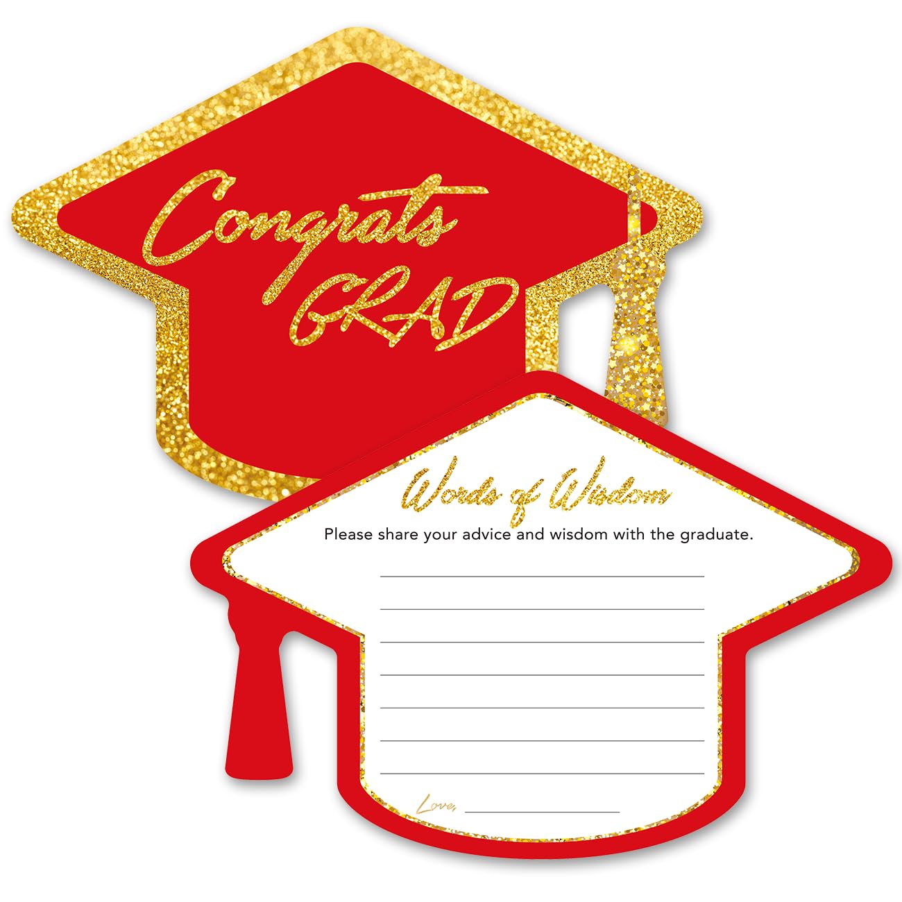 Yuzi-n Graduation Advice Cards for The Graduate (50 Pack), High School or College Graduation Party Games Decorations Supplies, Well Wishes Cards for