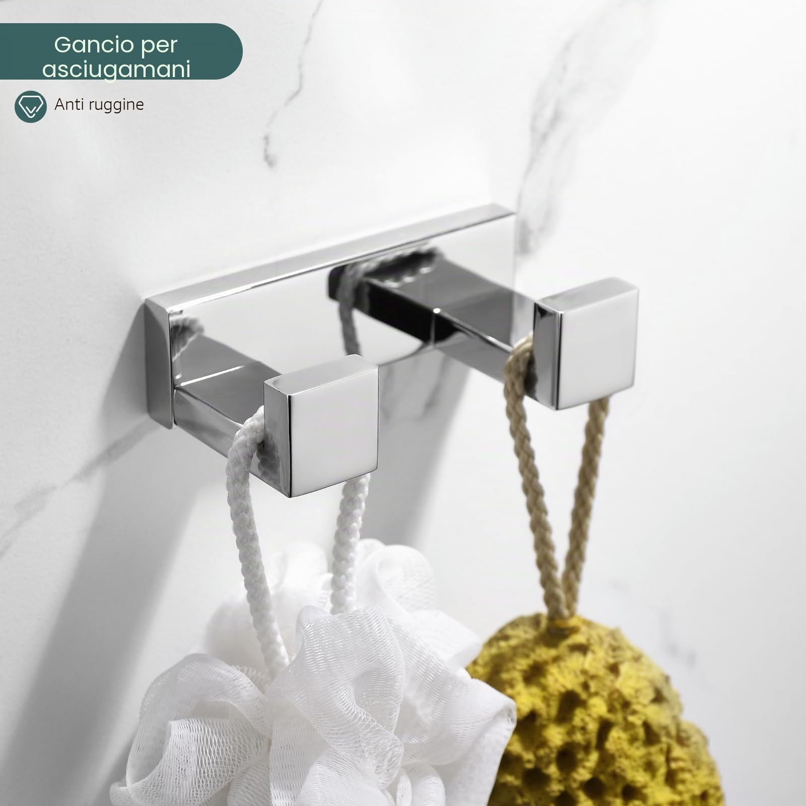 Set di 4 pezzi di accessori per il bagno, set di barre portasciugamani cromate, set di accessori per il bagno in acciaio inox a parete, 60 cm