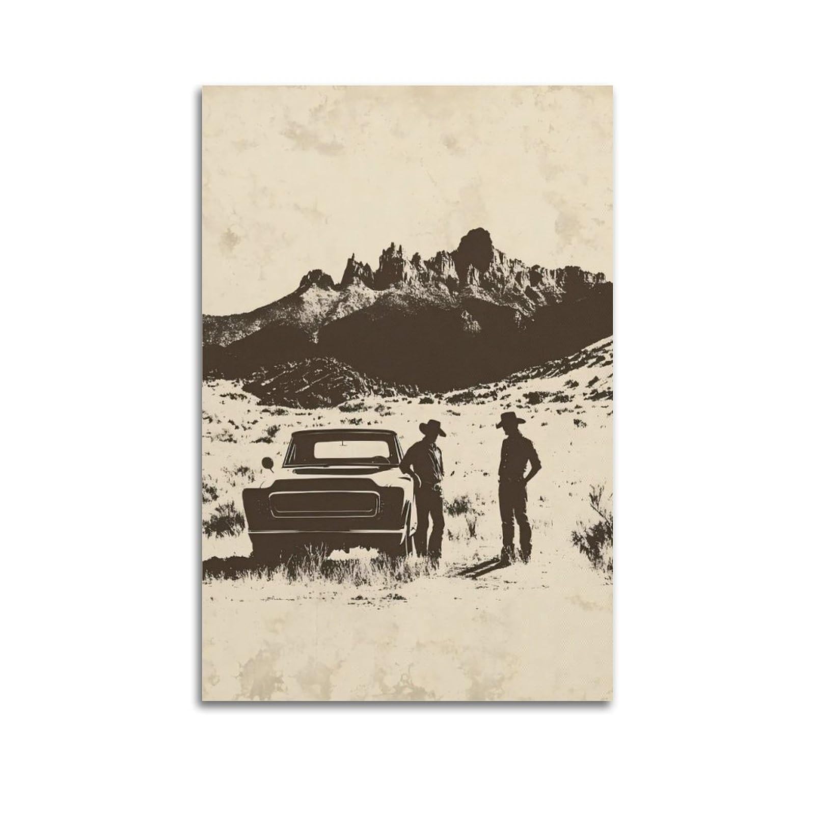 Juwrhrhhrh Unframe-Style Mountain Cowboys (2) Poster Canvas Aesthetic Wall Art Painting Decor For Living Room Bed Room 20X30inch(50X75cm)