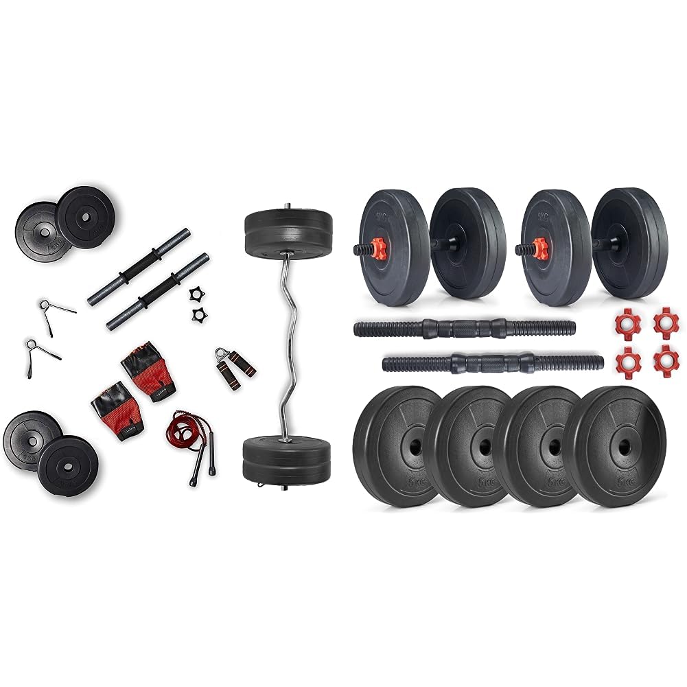 Lifelong PVC Home Gym Set 16Kg Plate 3Feet Curl Rod and Dumbbells Rods with Gym Accessories, Black & Lifelong LLPVCHGC13 PVC Home Gym Adjustable Set (5Kg*4) Plate with Dumbbell Rod, Black-image-30