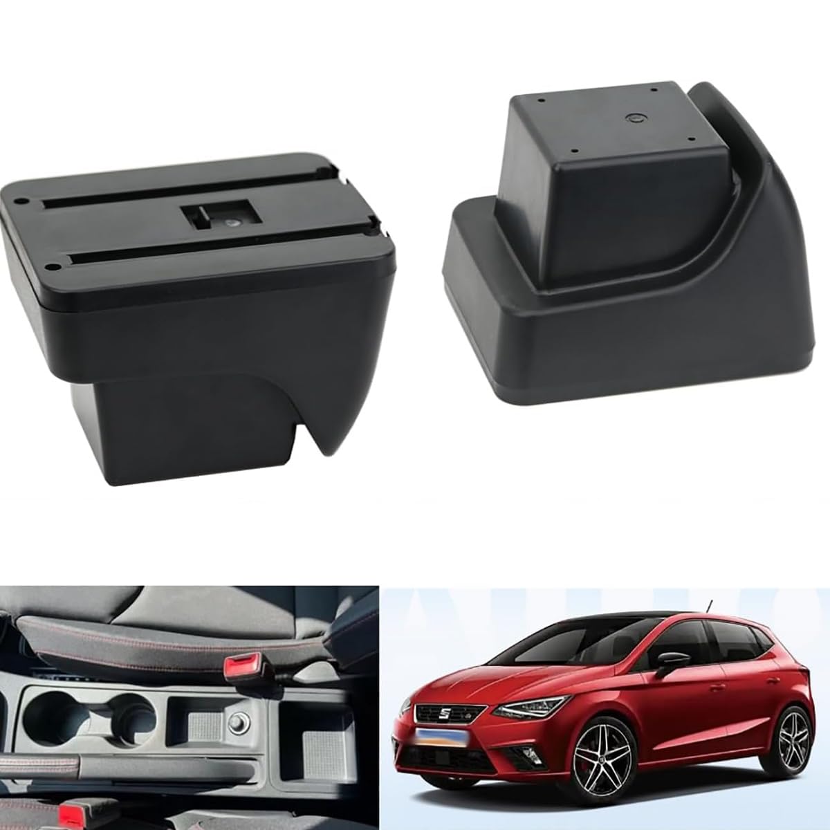 ZENVI Compatible with Seat Ibiza Accoudoirs 6F 2017-2026 | Peut servir d'appui pour le coude,Repose-bras, Console Centrale Accoudoir,Bicouche Espace Rangement