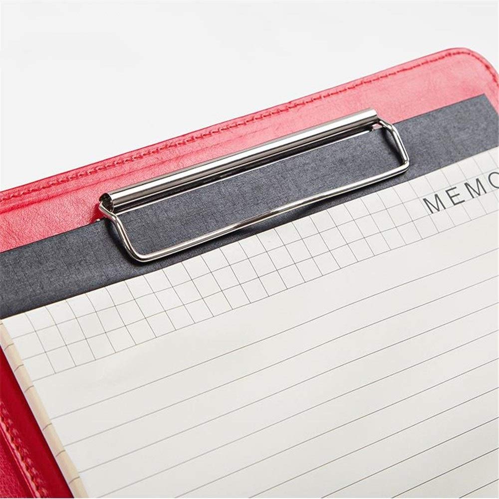 Cartella professionale per conferenze, in pelle PU, con cerniera, con combinazione, ad anelli, per interviste, lavoro, nero e rosso, borsa per documenti aziendali (rosso, 335 x 240 mm)