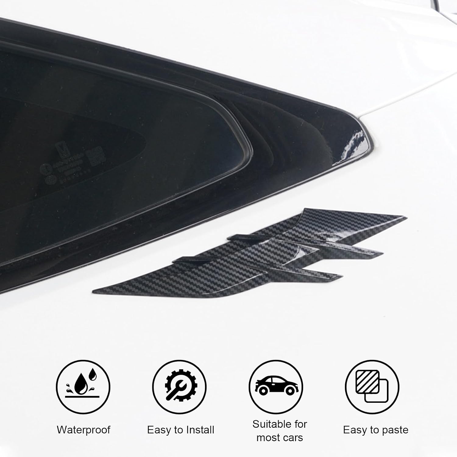 2 PCS Car Side Vent Hoods, 10" x 2.56" Auto Rear Bumper Diffuser Shark Fin Spoilers, Self-Adhesive Front Bumper Side Vent Grill Trim, Universal DIY Decoration for Most Cars (Carbon Fiber)