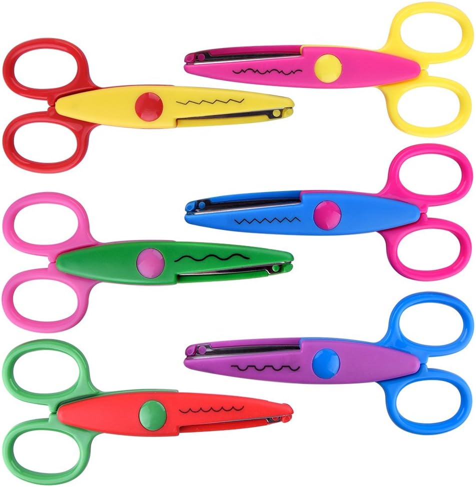 KUUQA 6 Pcs Kids Safety Scissors Art Craft Scissors Set for Kids and Students Paper Construction Supplies