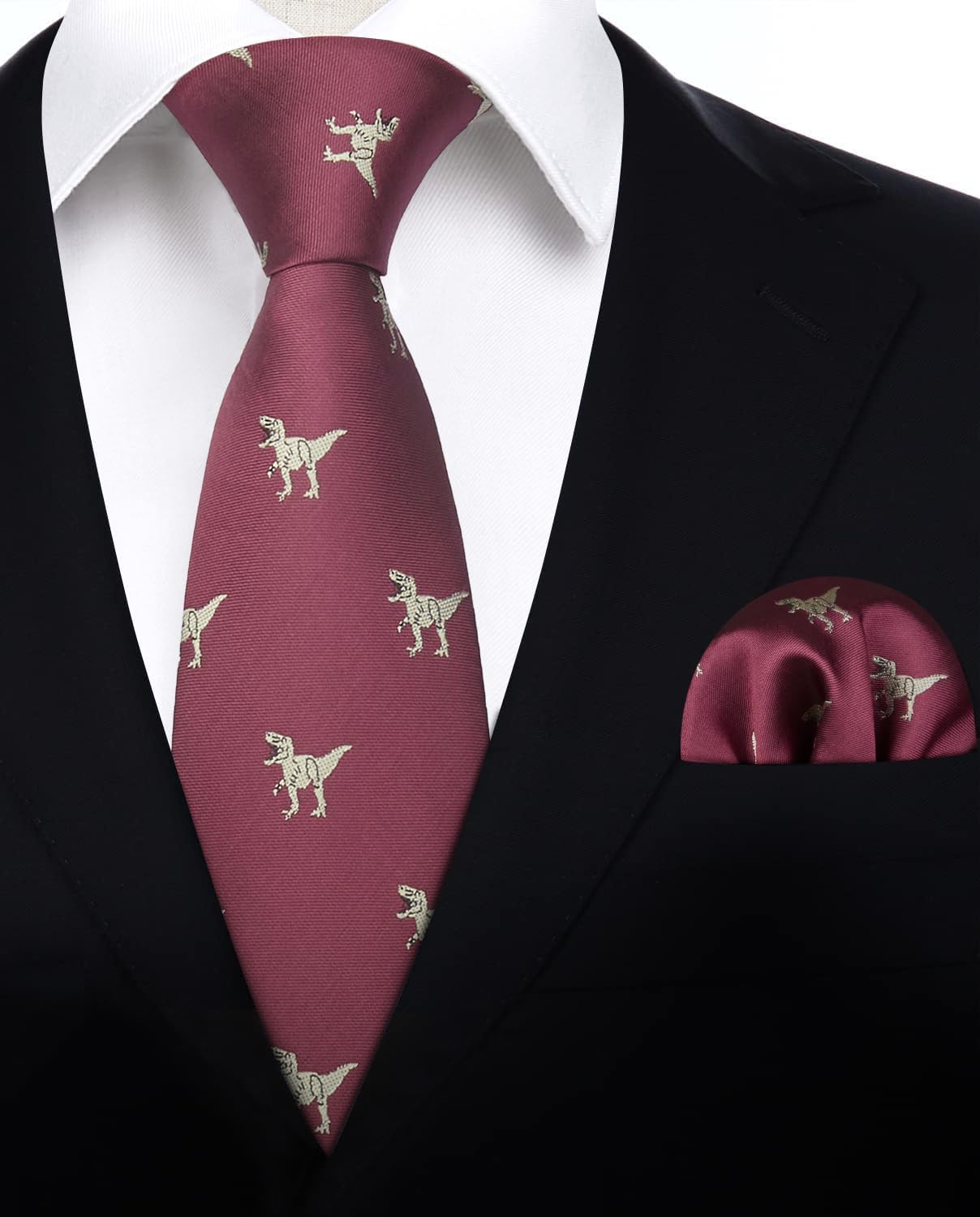 HISDERN Ties for Men Classic Animal Tie and Pocket Square Set Jacquard Woven Silk Neckties Handkerchief Wedding Party - Image 6