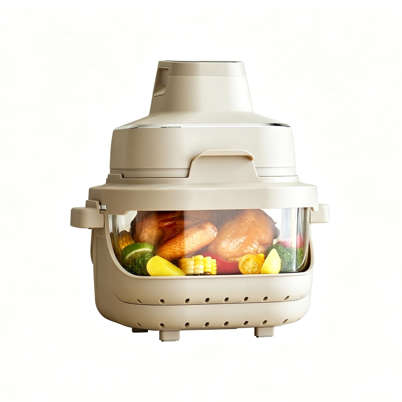 Freidora De Aire Visible Doble Cesta Todo Vidrio Cabezal Control Desmontable Cero Revestimiento Ollas Intercambiables Multifunción Saludable Aparato Eléctrico para Cocina Hogar Diario,B