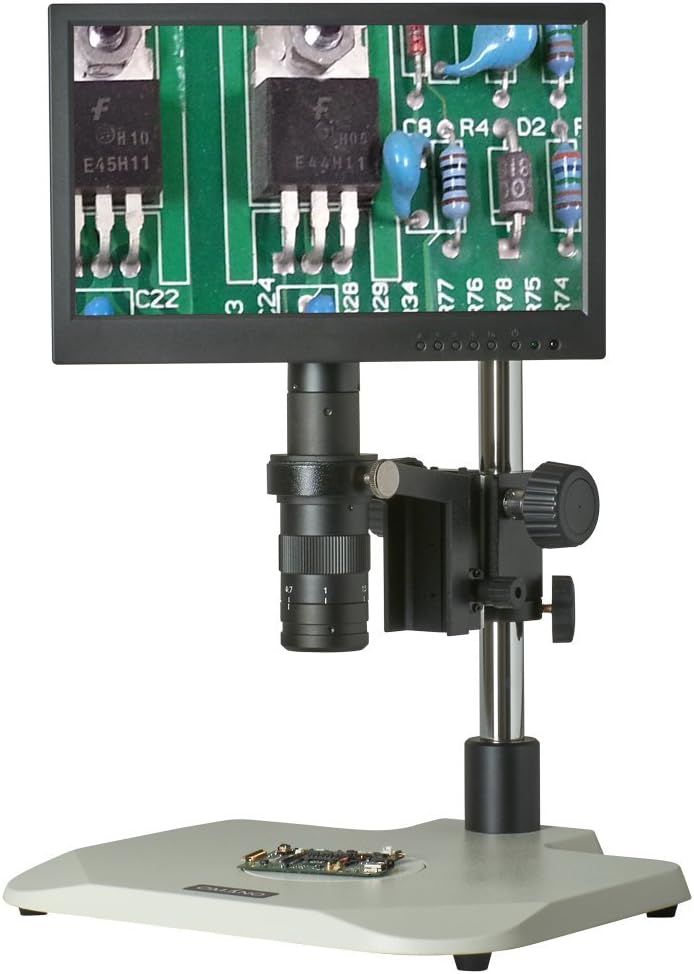 TMS-CX3-OM10K-V3 7x-45x - Digital Zoom Microscope - HDMI Microscope Camera - Integrated 12.5" LCD Display - Ergonomic Pole Stand - 80 LED Ring Light - 0.5X Barlow Lens