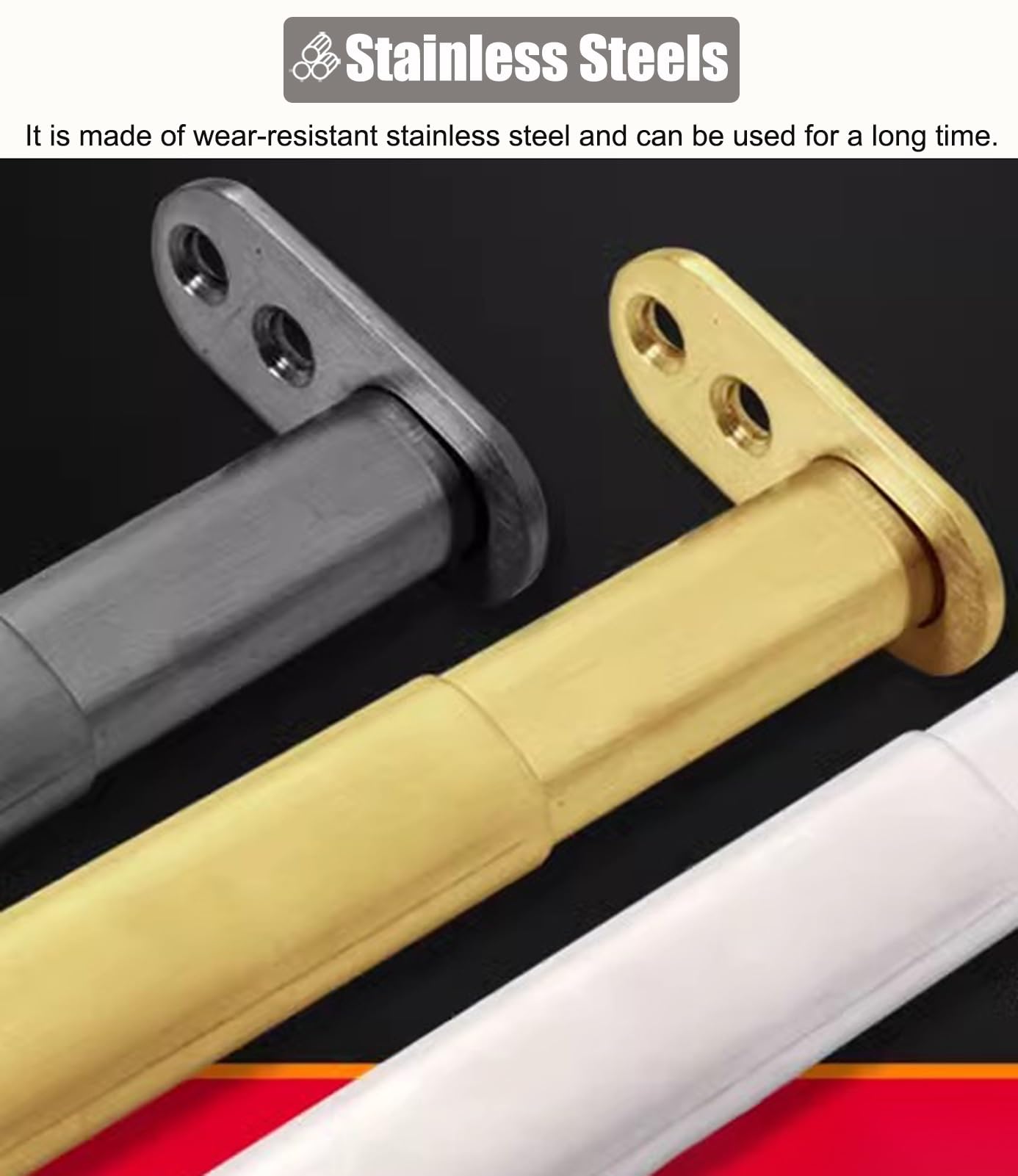 Duschvorhangstange Vorhangstange aus Edelstahl mit Löchern, Gebürstete Schrankverlängerungsstange für Schränke, Teleskop-Duschvorhangstange zum Aufhängen Schwerer Kleidung(Gold,60-95cm(23.62-37.4in))