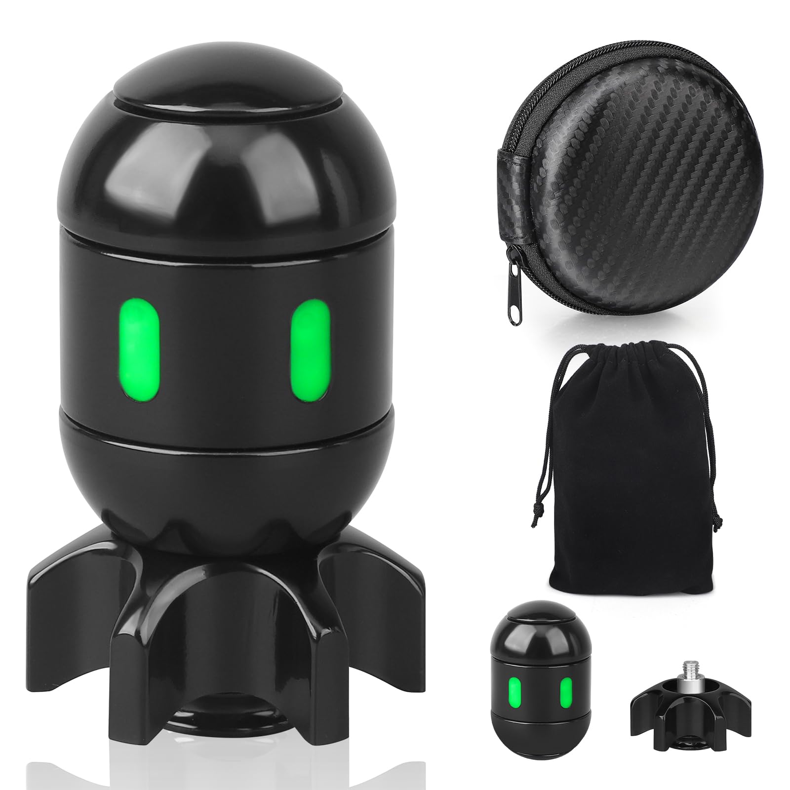 Dilabnda Atomic Bomb Metal Fidget Spinner Toy for Adults Kids, Cool Light Up Fidget Hand Finger Spinner Cube Toy, Sensory 2 in 1 Fingears Spinning Toys Gifts (Black)