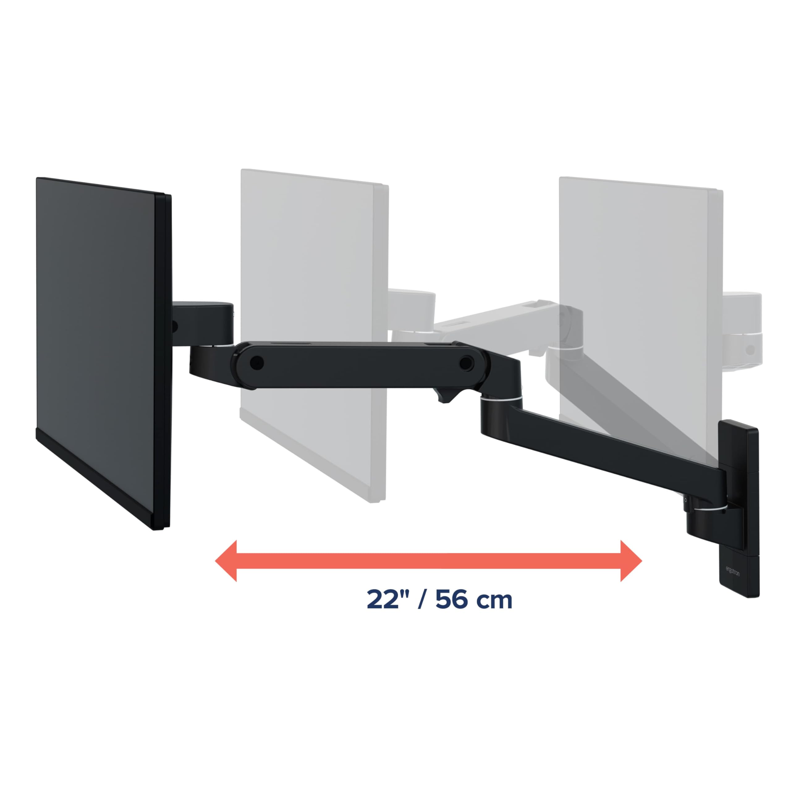 Ergotron Pojedyncze ramię monitora LX Pro Premium, uchwyt ścienny VESA - do monitorów do 34 cali, 4 do 10 kg - czarny matowy