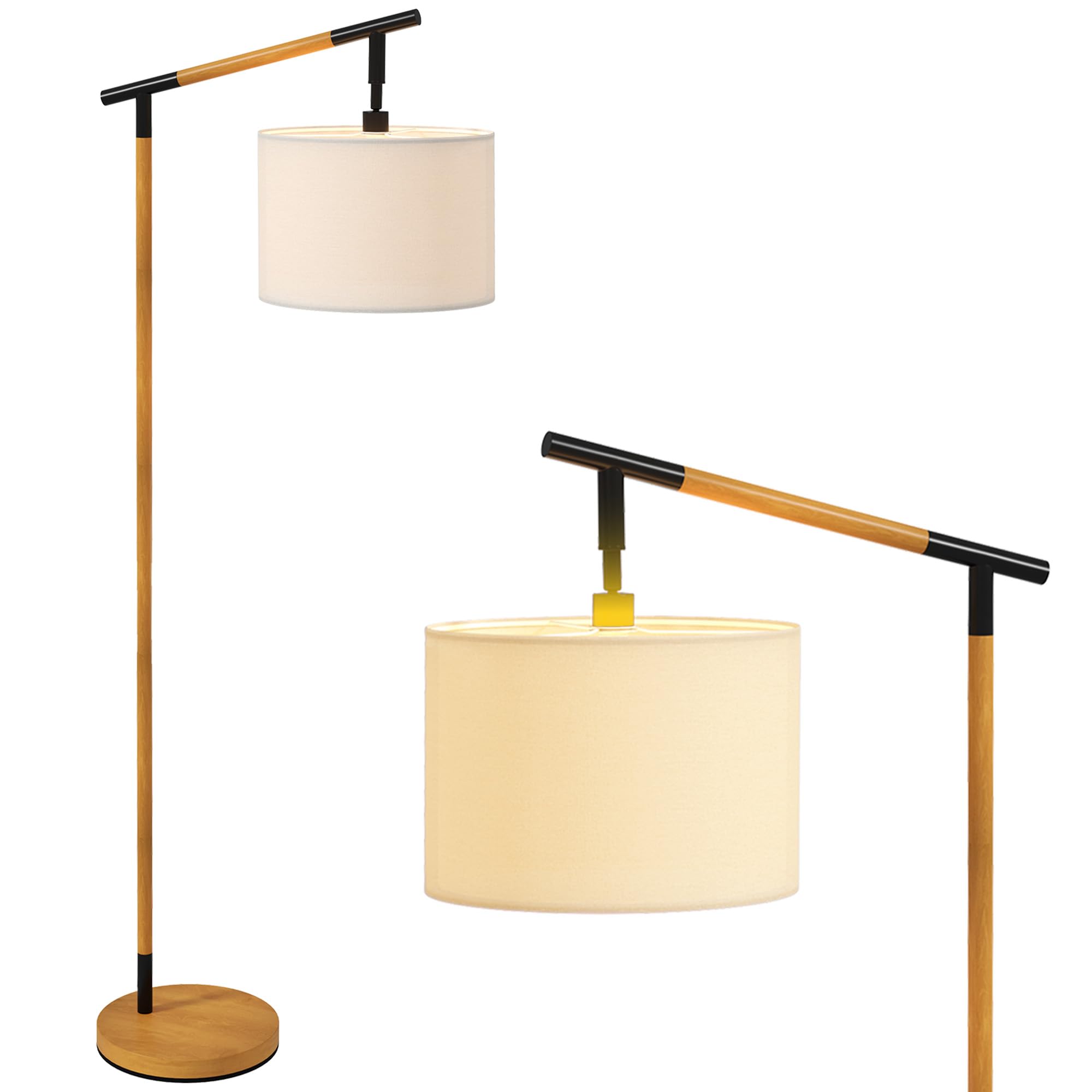 Homcom Brown Floor Lamp With 350 Rotating Lampshade Led Bulb Included