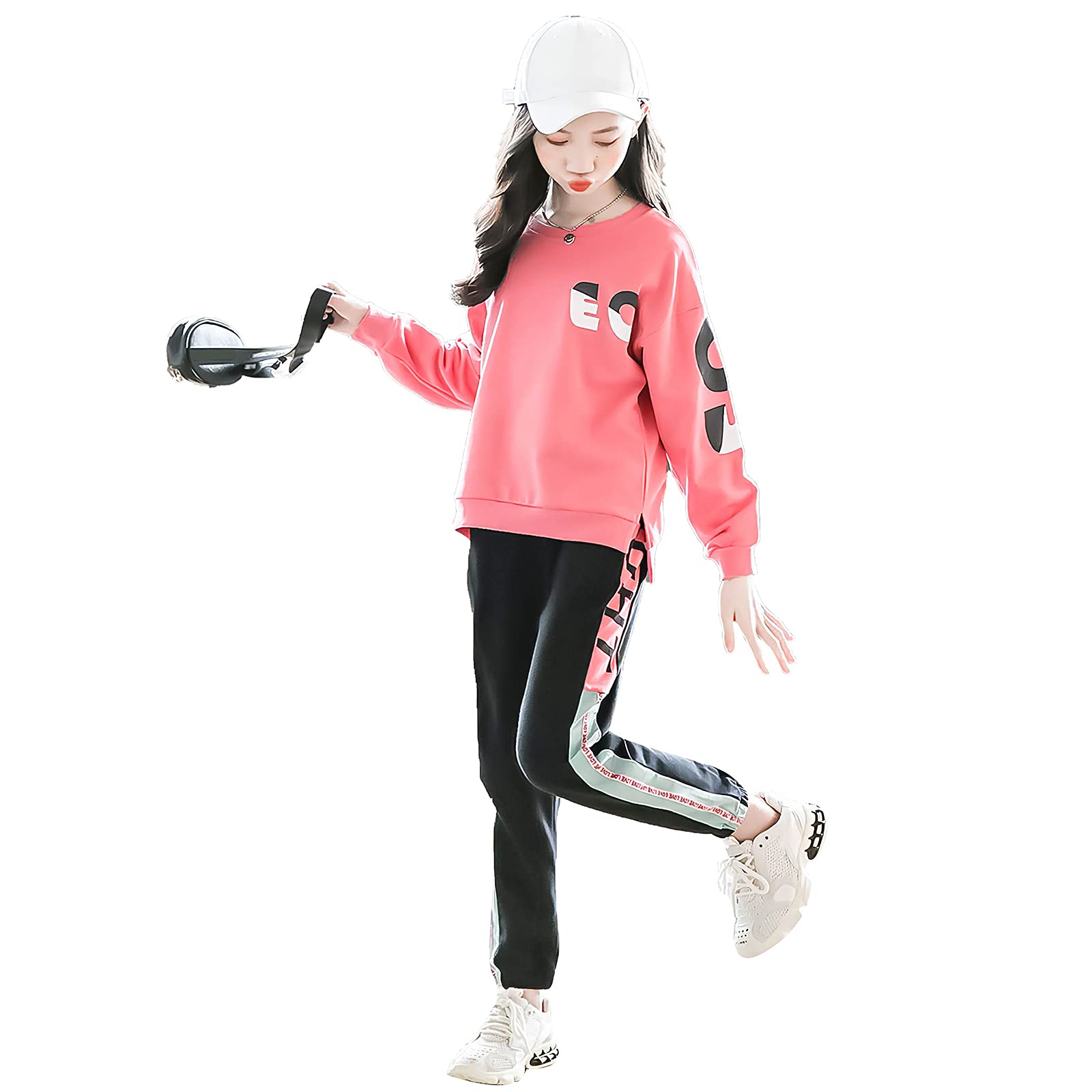 amropi Niña Jogging Chándales Rayas Sudadera y Pantalones 2 Piezas Conjunto de Ropa para 3-14 años