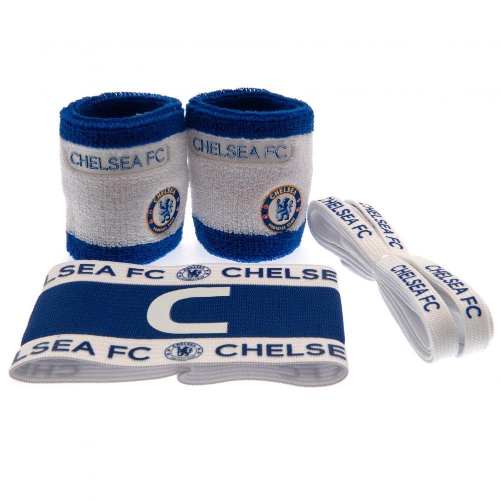 Chelsea Hy-Pro Officially Licensed F.C. Accessory Set Shoe Laces, Sweatbands, Captains Armband, Merchandise, Great Football Gift Idea