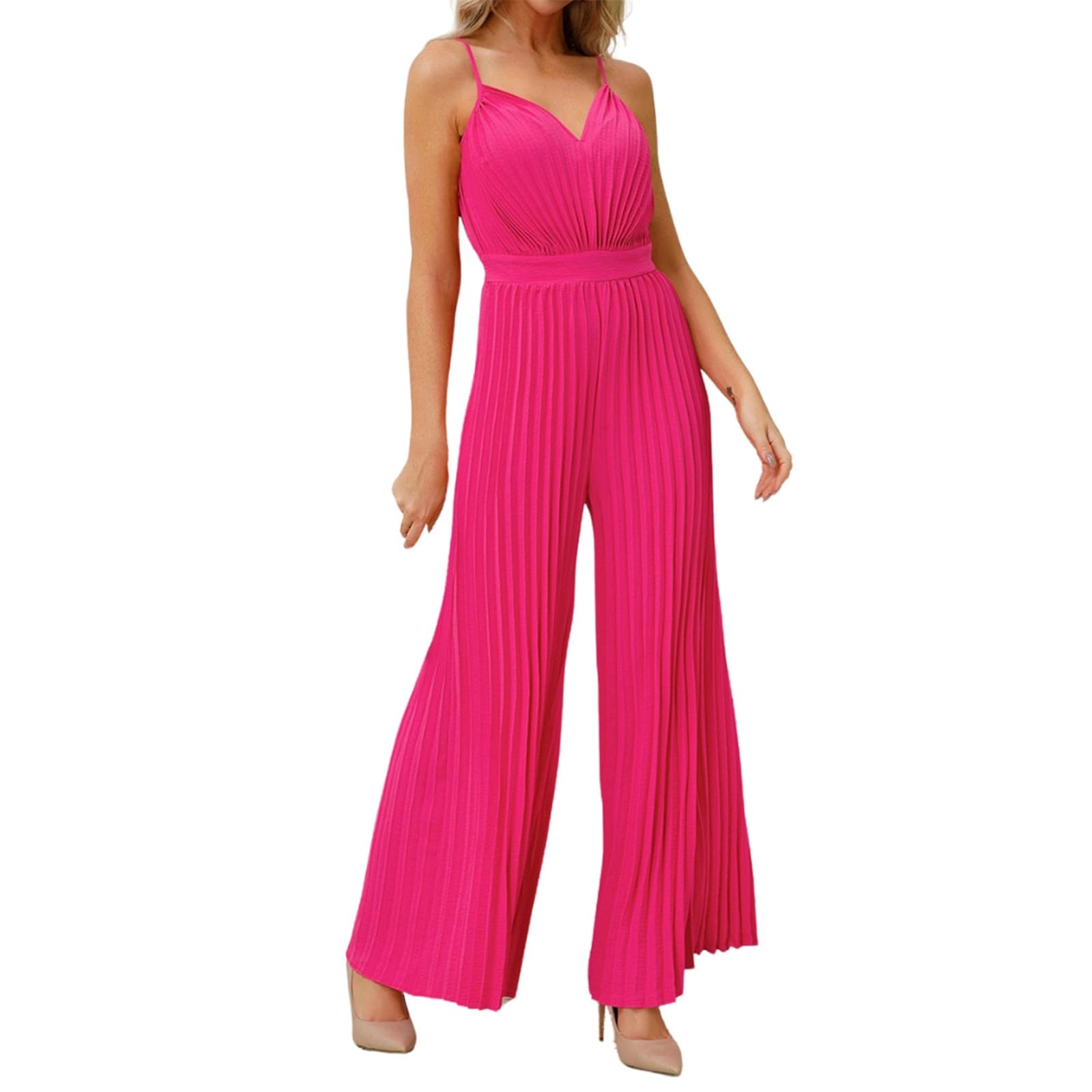 Jumpsuit Damen Elegant, Lang Overall Damen Sommer, Große Größen Ärmellos Einteiler Outfit Frauen Komplett, Romper Playsuit Kostüm, Hosenanzug Damen Hochzeit Sexy Retro Jumpsuit Hochzeitsgast Damen