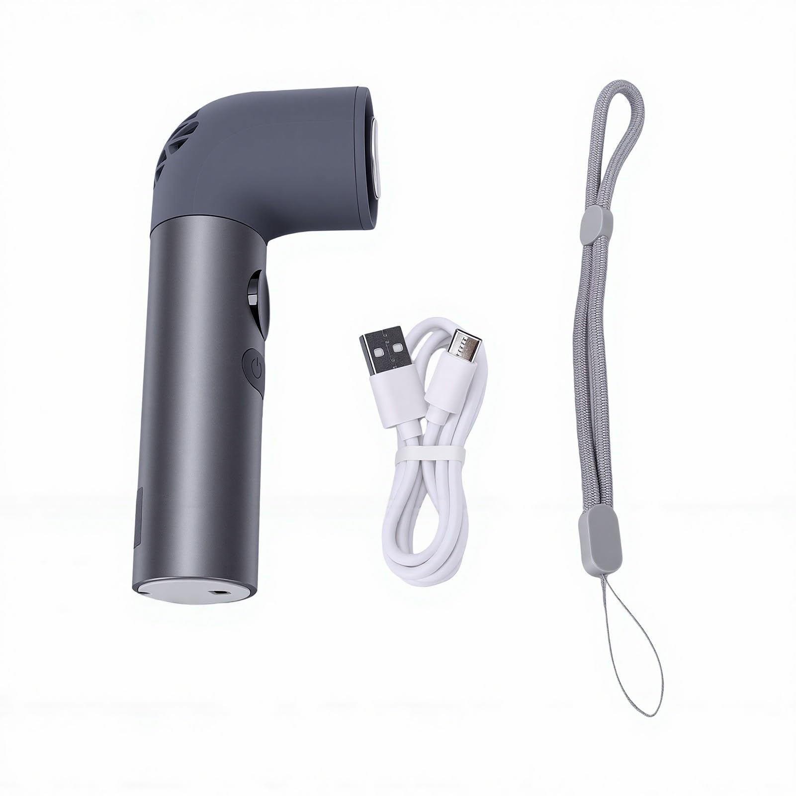Ventilatore Portatile Mini Raffreddamento a Ghiaccio Portatile 199 velocità Ventilatore Curvo Silenzioso Regolabile in Continuo con Cordino per Viaggi a Casa Spiaggia (GRAY)