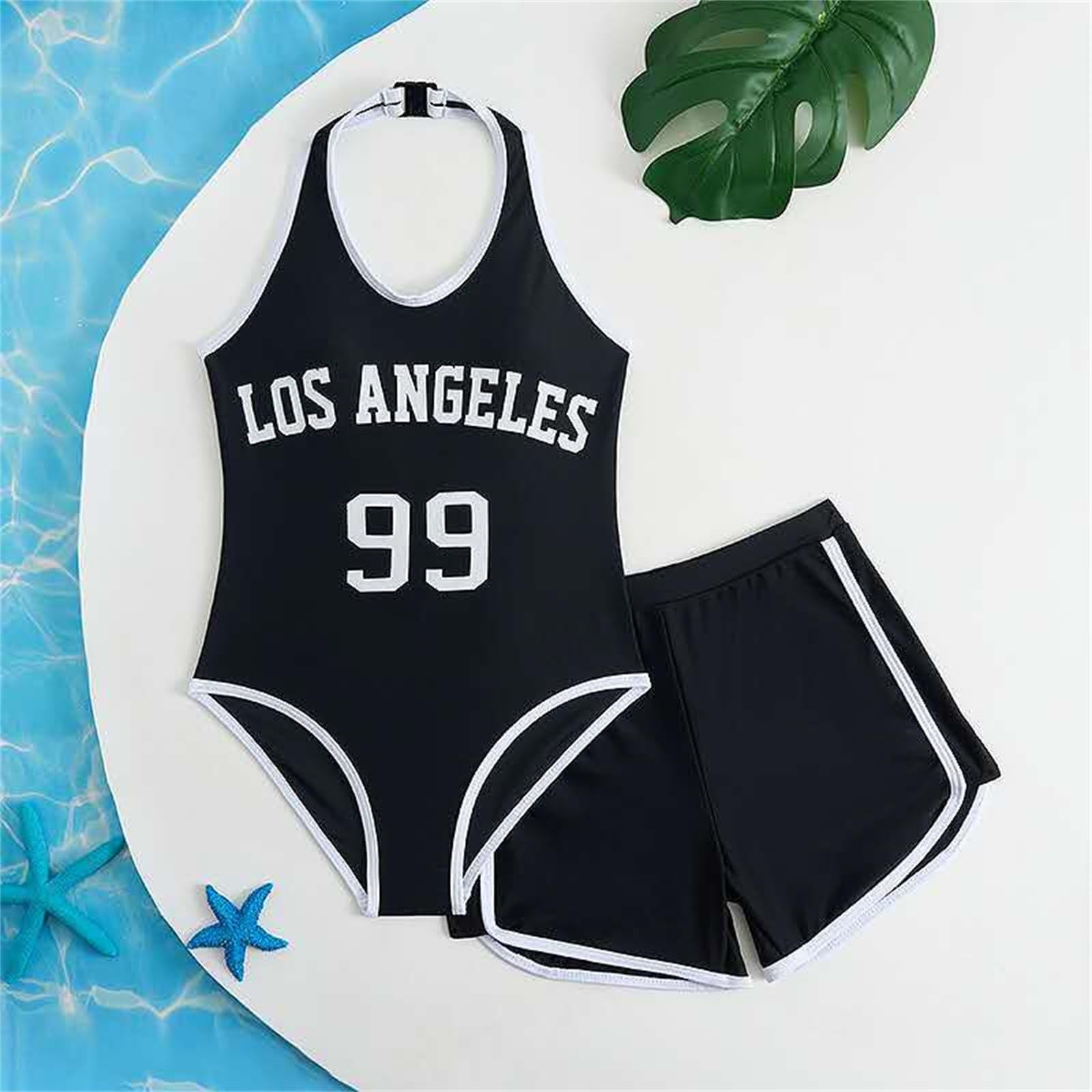 Generisch Traje de baño de verano para niña, bikini con pantalones cortos, 2 piezas, conjuntos de bikini, trajes de baño deportivos