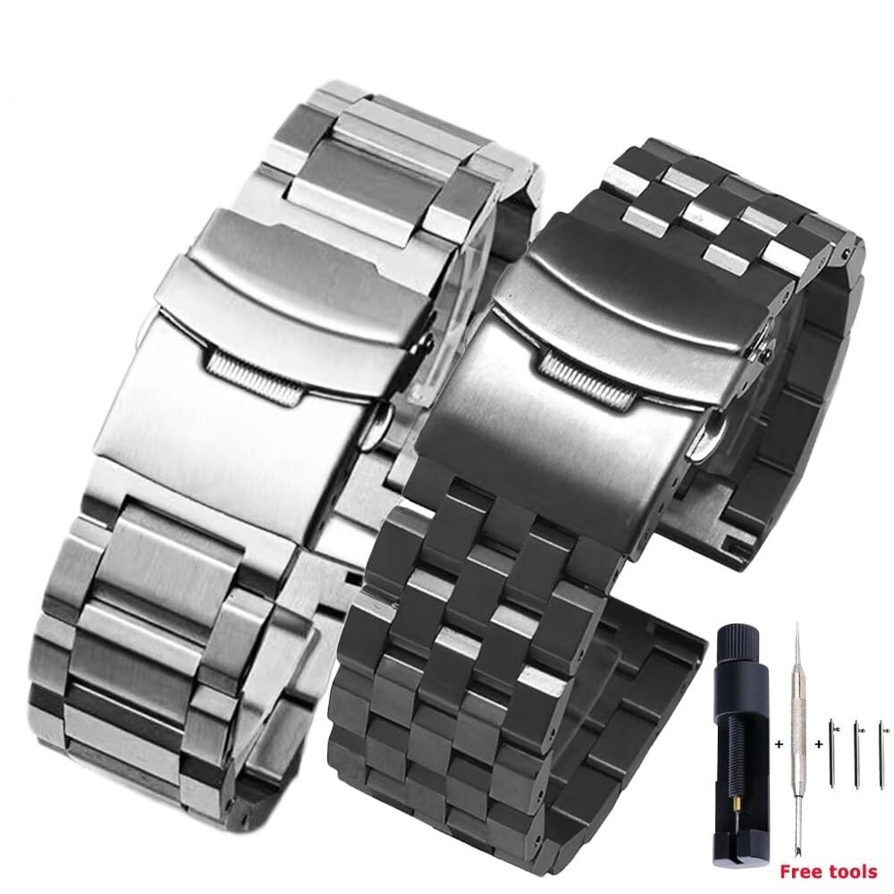 Uhrenarmbänder, 18 mm, 20 mm, 22 mm, 24 mm, Schnellverschluss, komplett aus Edelstahl, Metall-Business-Armband, Ersatz-Uhrenarmband
