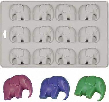 12 Cavities Elephant Chocolate Candy Silicone Mold Gummy Fat Bomb Mould Resin Clay Mini Soap Crayon Mold Ice Cube Tray Cake Cookie Baking Pan for Baby Shower
