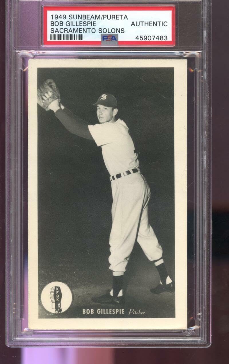 1949 Sunbeam Pureta Sacramento Solons Bob Gillespie PCL PSA A Graded Baseball Ca - Baseball Cards