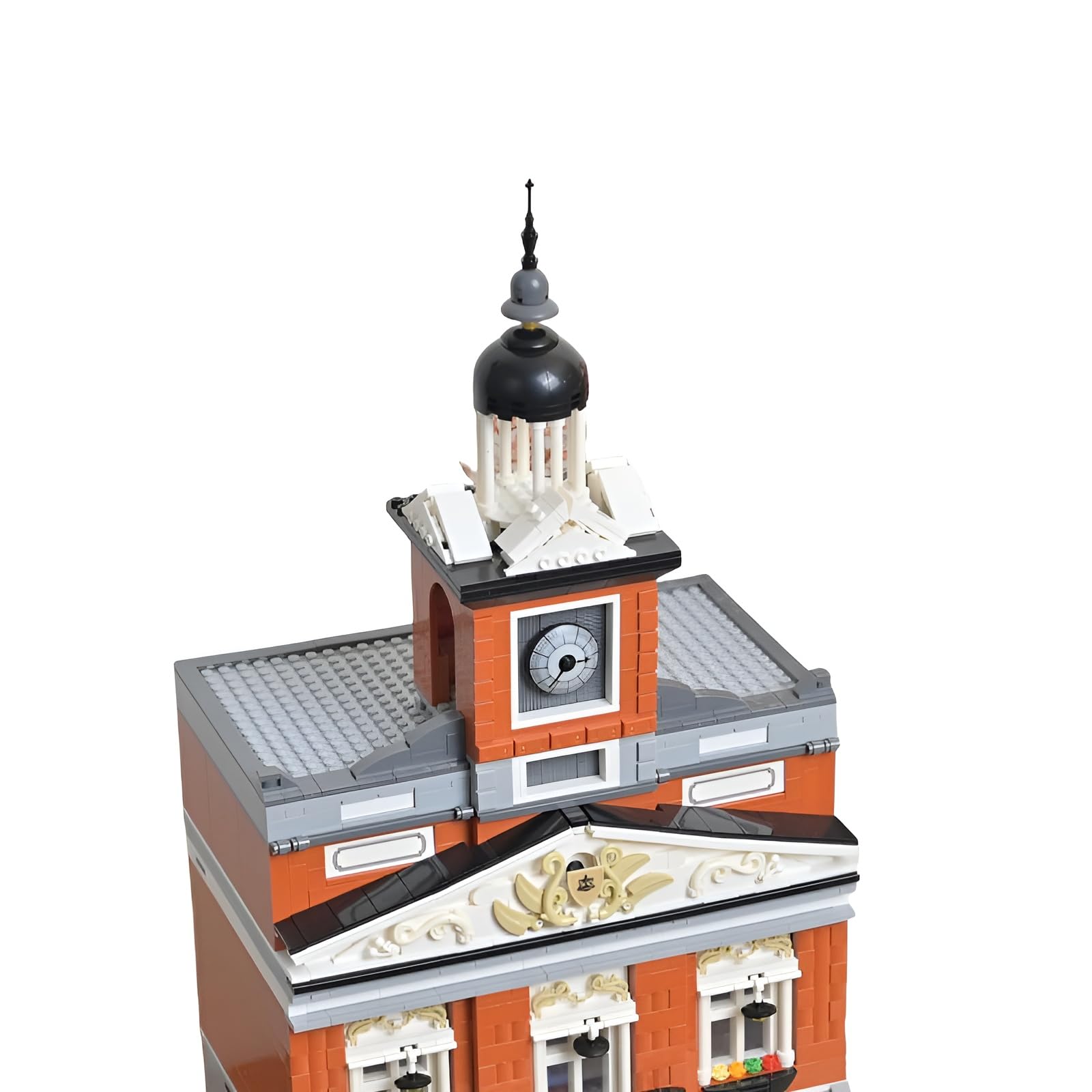 Rathaus Mini-Bausteine Bausatz, 3 Etagen Modulare Architektur der Stadt Mikro Klemmbausteine Spielzeug, MOC Kreativer Modell Baukasten für Erwachsene, Anzeige Geschenk für Kinder (1780 Teile)
