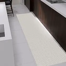 Tapete Passadeira Antiderrapante 1,30m x 45cm para Cozinha Quarto Banheiro Corredor 100% Algodão Cru Off White Natural Decoração Minimalista Artesanal de Tear