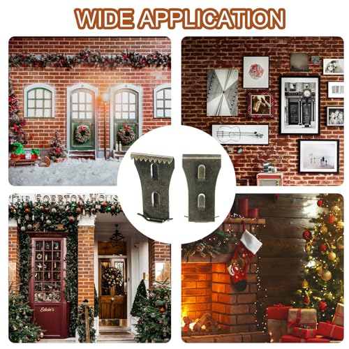 Image of Biaungdo 8 Pcs Brick Wall Clips, Steel Brick Hook Clips, Heavy Duty Metal Brick Wall Hanger for Hanging Outdoors, Outside Home Decor for 2-1 /4 to 2-3 /8 inches Bricks(Bronze)