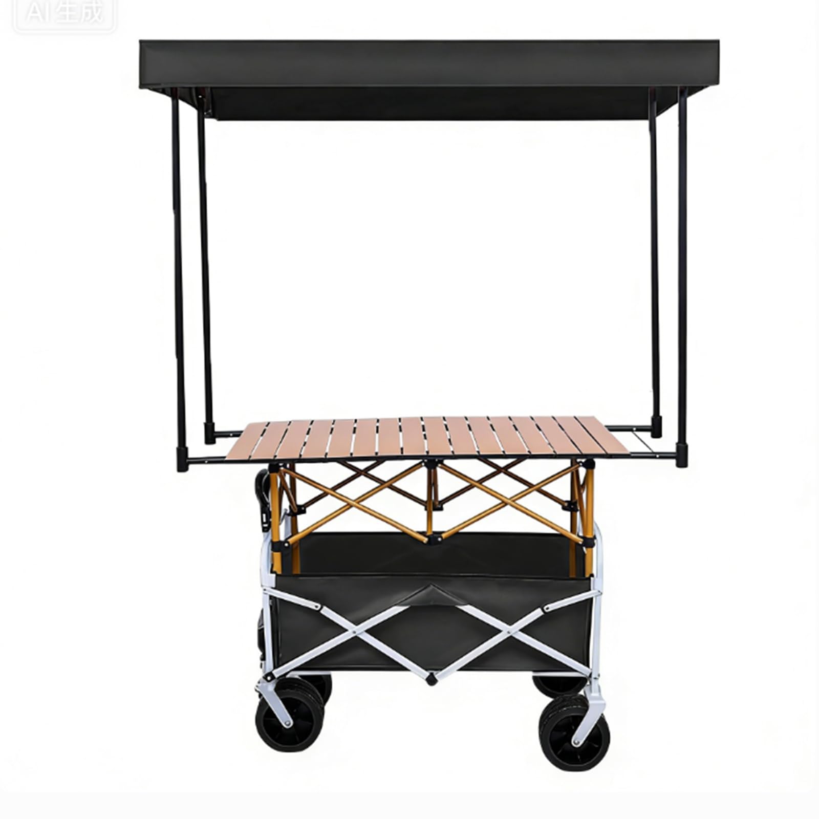Carrello commerciale portatile con ruote e ning - Carrello pieghevole per chioschi per Street Food, eventi e mercati - Carrello alimentare nero facile da montare in vendita