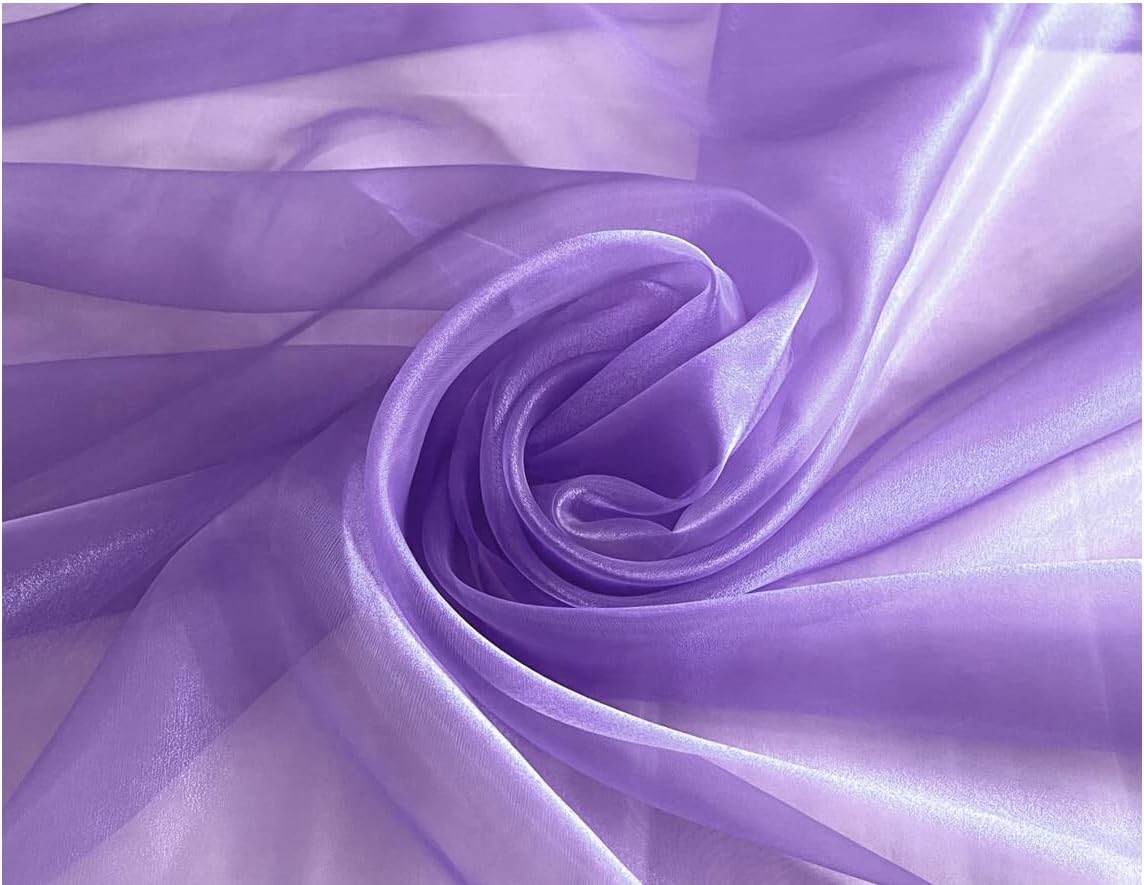 MDS Pack of 100 Yards Long Bridal Solid Sheer Organza Fabric Bolt for Wedding Dress, Fashion, Crafts, Decorations, Backdrop, Christmas Craft Supplies, Silky Shiny Organza Fabrics 44” Wide- Lavender