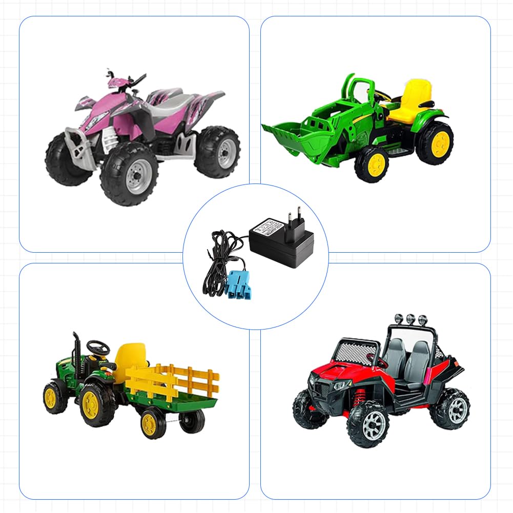 Ładowarka 12 V do pojazdów elektrycznych Peg Perego dla dzieci, traktorów SUV, ATV, samochodów - ładowarka, zasilacz sieciowy kompatybilny z samochodami elektrycznymi, motocyklami i pojazdami