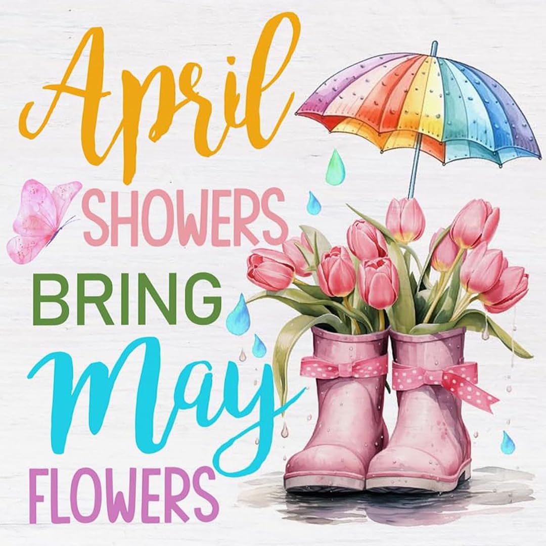 RYMILIE Inspirational Diamond Painting Kits for Adults - Rainboots 5D Diamond Art Kits for Adults,Flowers DIY Full Drill Diamond Gem Art and Crafts 13.8x13.8inch