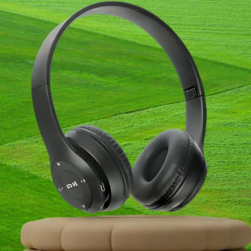 P47 Bluetooth Wireless Headphones Over Ear with Mic (Black)