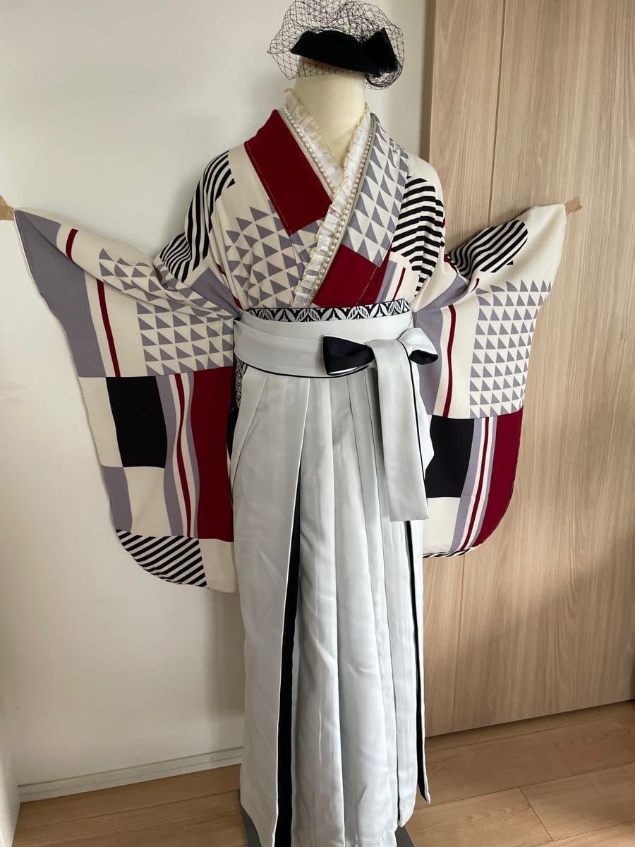 竺仙 紅梅小紋 鯉 バチ衿 浴衣 手縫い仕立て上がり スリムロング 夏