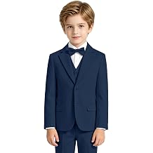 Boys Linen Suit for Kids Formal Tuxedo Suits 3 Piece Wedding Birthday Dress Clothes Slim Jacket Vest Pants Set