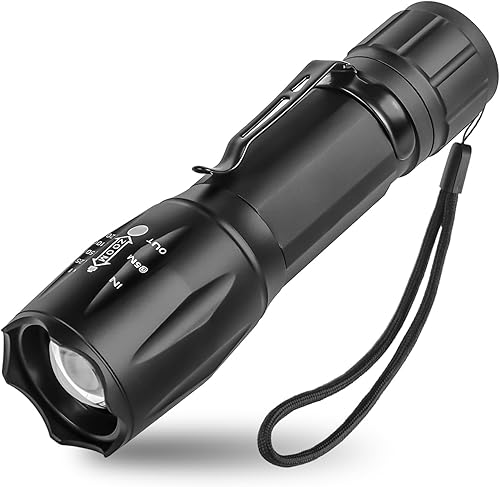 Miniatura 1 de KZK Linterna LED, linterna táctica brillante de 2500 lúmenes, 5 modos de haz zoomable, impermeable y duradera para campamento, al aire libre,