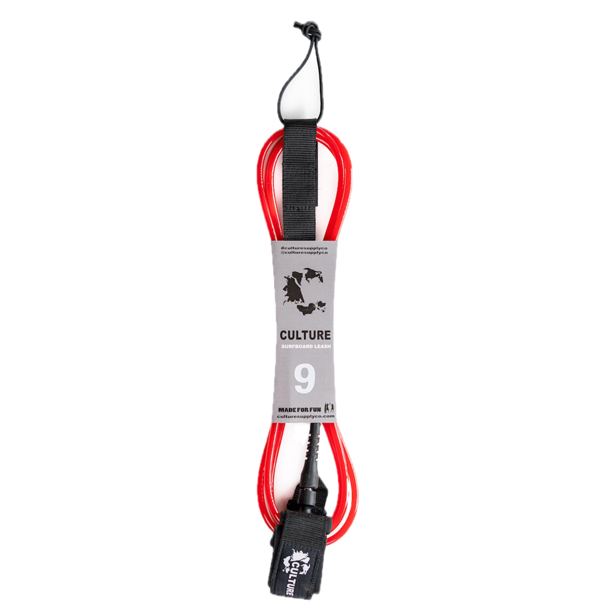 Culture Supply Correa para tabla de surf (6 tamaños – 4 colores): 6 pies Comp | 6 pies Reg | 7 pies | 8 pies | 9 pies | 9 pies | 10 pies (rojo, 9 pies (cable de 7 mm)