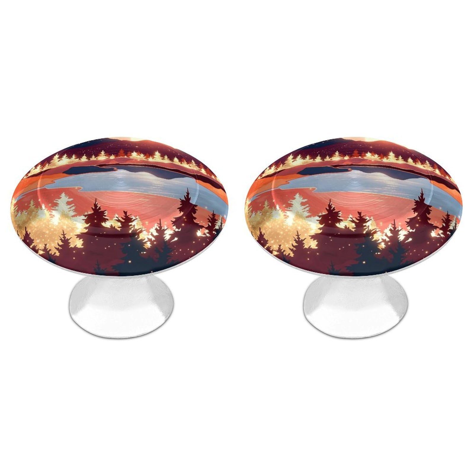 Btcowzrv Style Glowing Mountain Landscape 2 Pack Cabinet Knobs Drawer Pulls