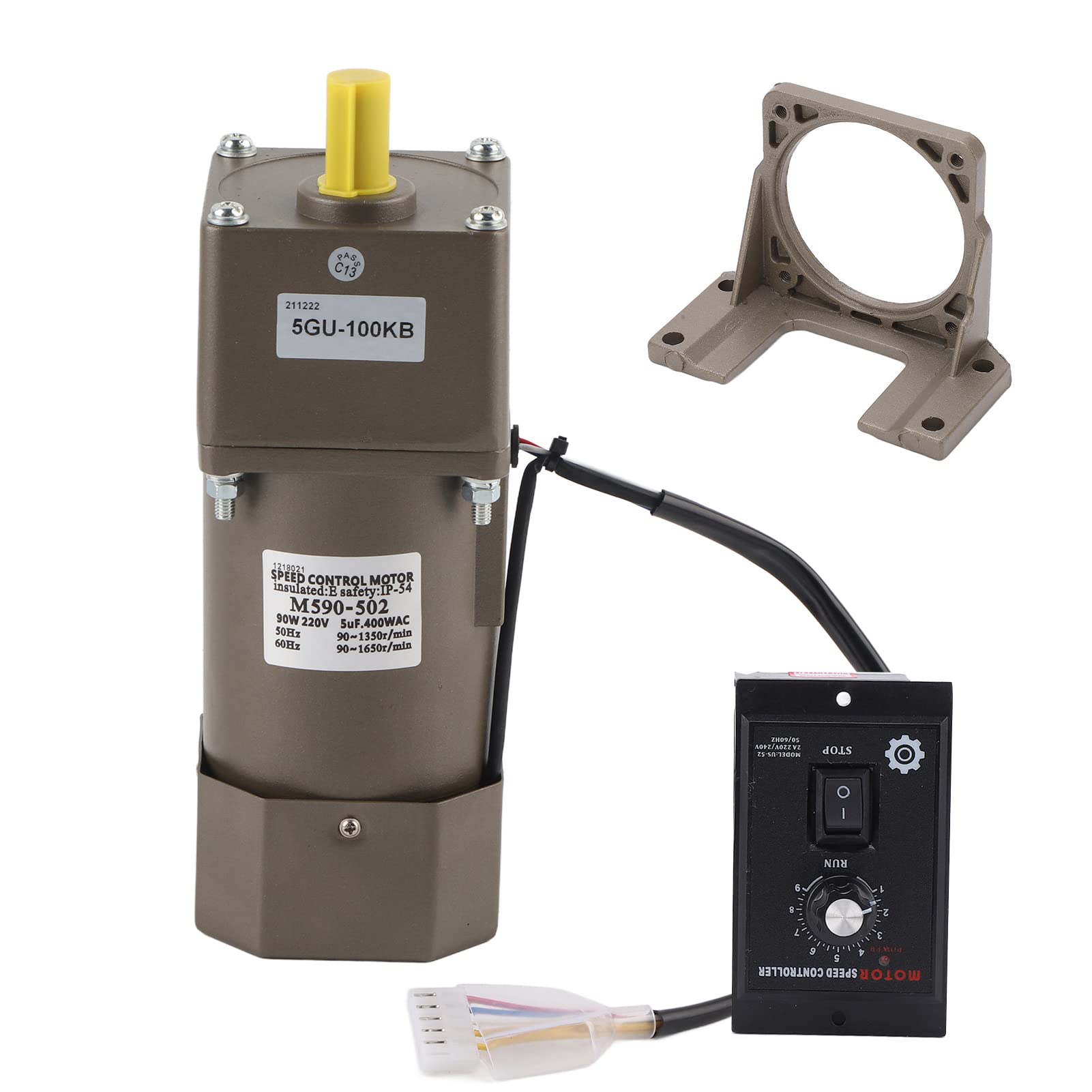 220V 90W Deceleración Asíncrona Monofásica del Motor de Velocidad Ajustable Motor de Engranajes de CA Motorreductor(100K)