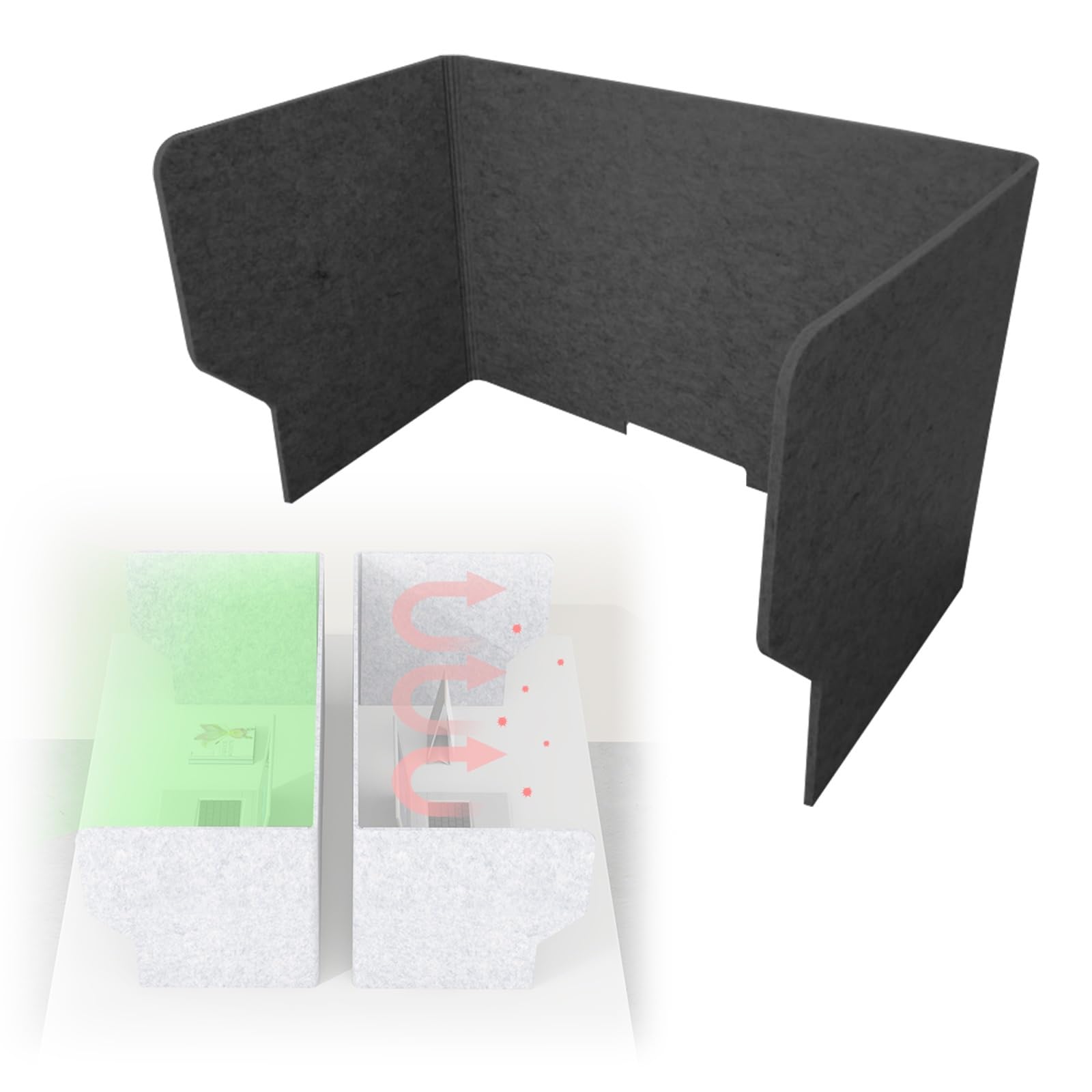 GJZQDKX Acoustic Desk Divider Partition Sneeze Guard for Offices Schools Libraries Cafés & Exam Rooms (Dark Gray 80cm) - Enhance Workspace Privacy & Safety