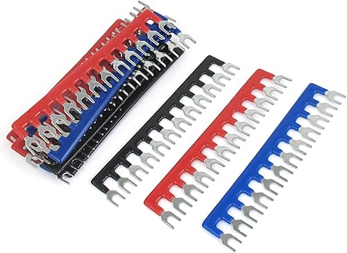 IIVVERR 400V 10A 12 Posiciones Pre Aislado Horquilla Tipo Terminal Stripes Block Barrera Azul Negro Rojo 15pcs (400V 10A 12 Posiciones Tipo de