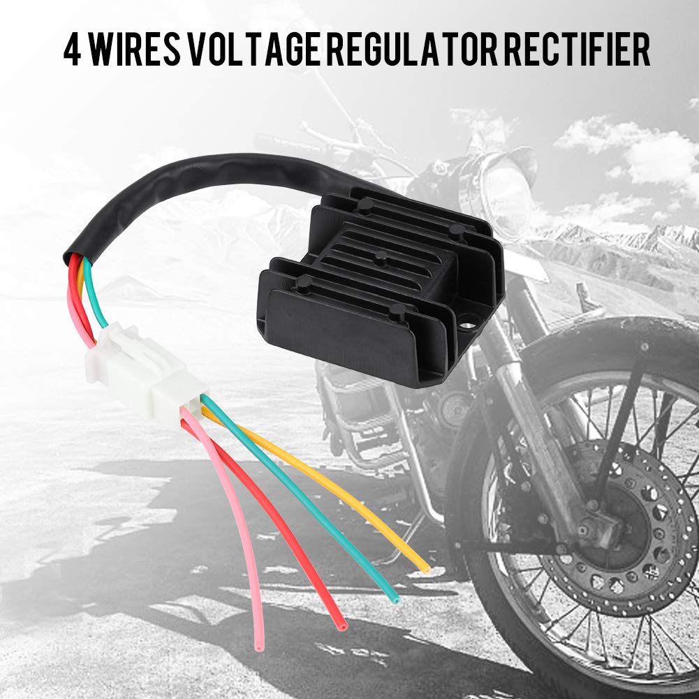 Motorfiets Spanningsregelaar Gelijkrichter 4 Draden Spanningsregelaar Met GY6 50cc 125cc 150cc CD70 Bromfiets Scooter Voor ATV Motorfiets Scooter Spanningsregelaar Gelijkrichter(110 rectifier black