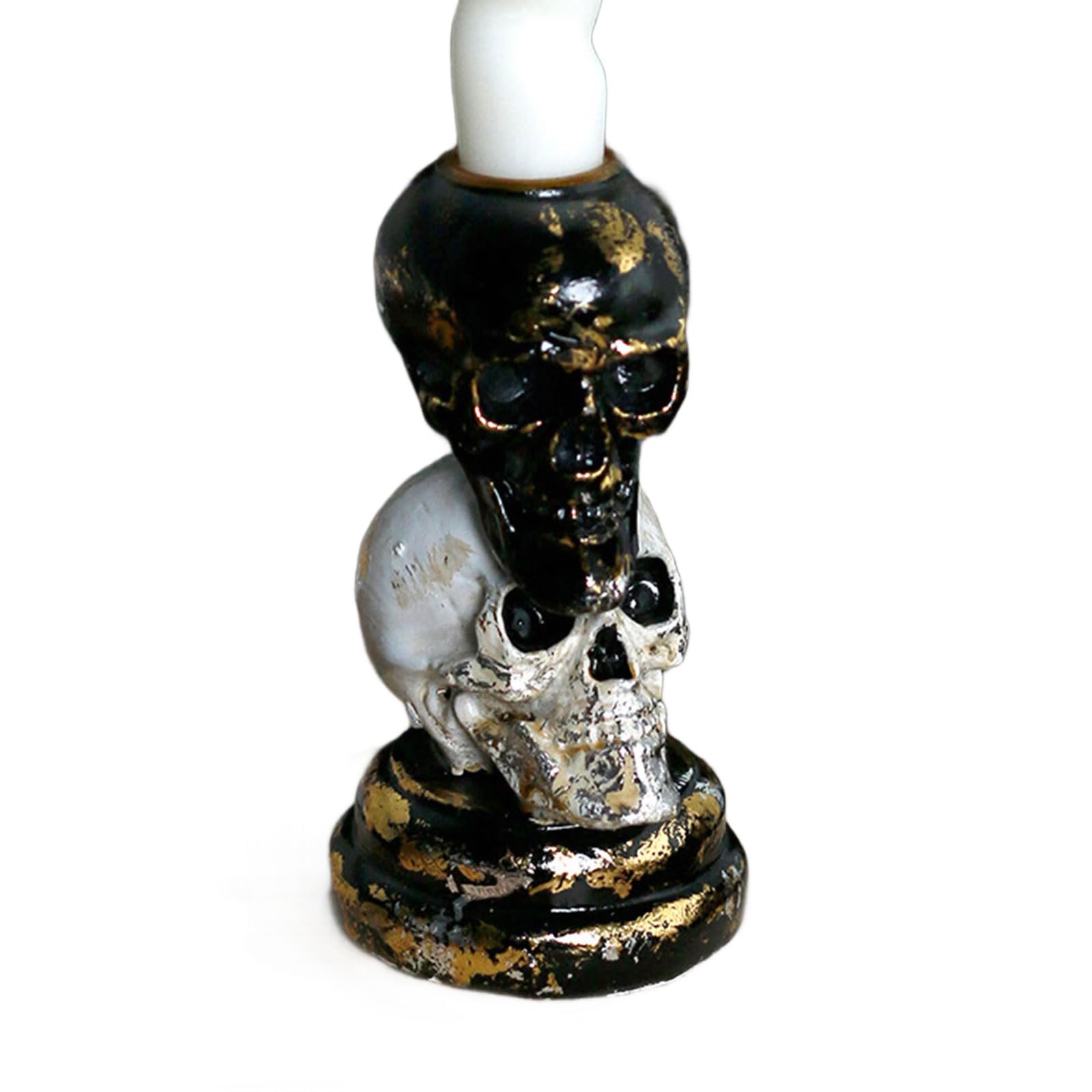 Xjdzineq Decorative Resins Stacked Skull Candlestick with Base Holders for Creating Mysterious and Elegant Atmospheres European Styles Skull Candelabra
