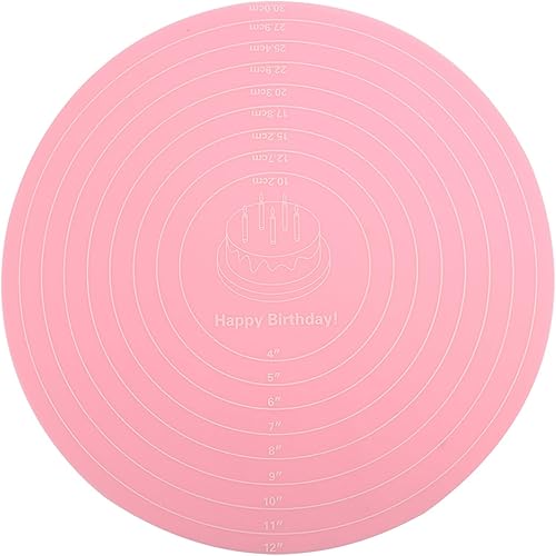 Alfombrilla de silicona para hornear con medidas para soporte giratorio de tartas, antiadherente, resistente al calor, bandeja para hornear