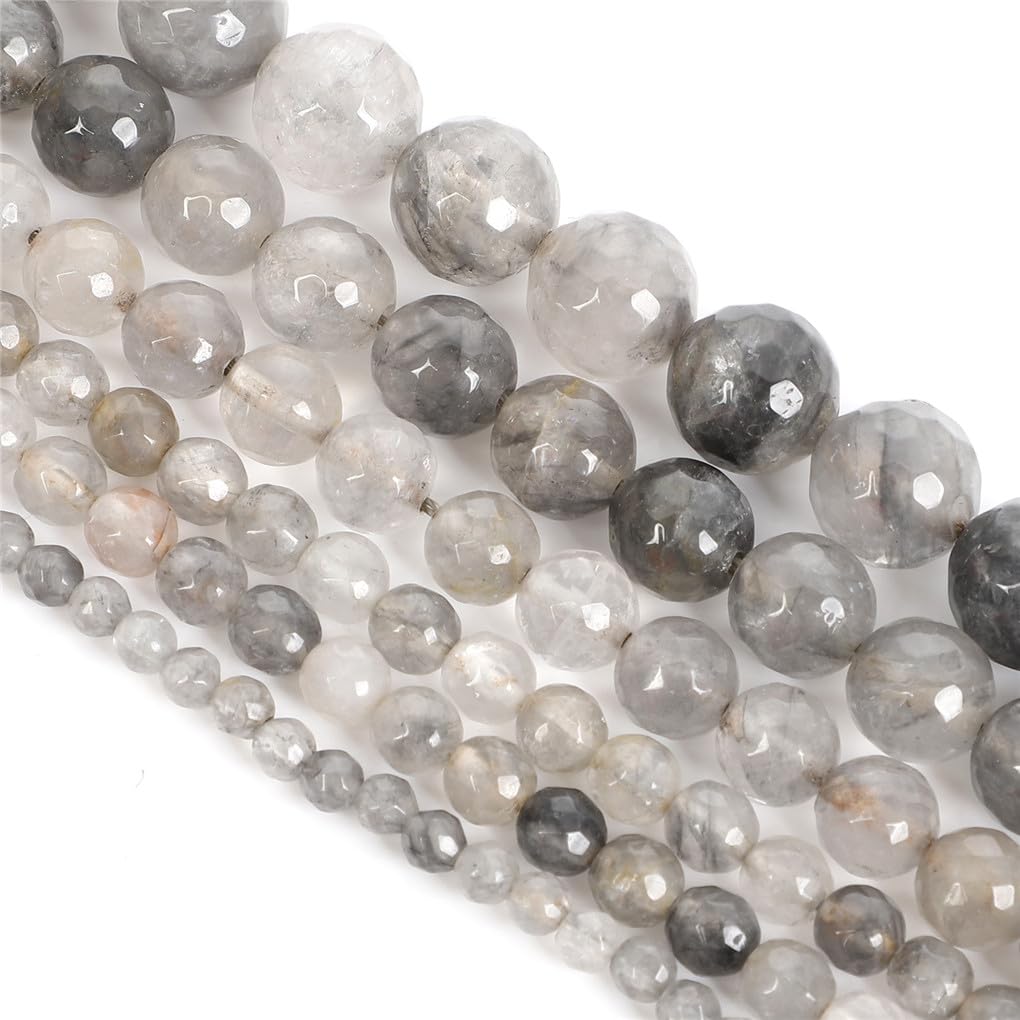 Perles de pierre naturelle à facettes haut de gamme en cristal de nuage jade véritable