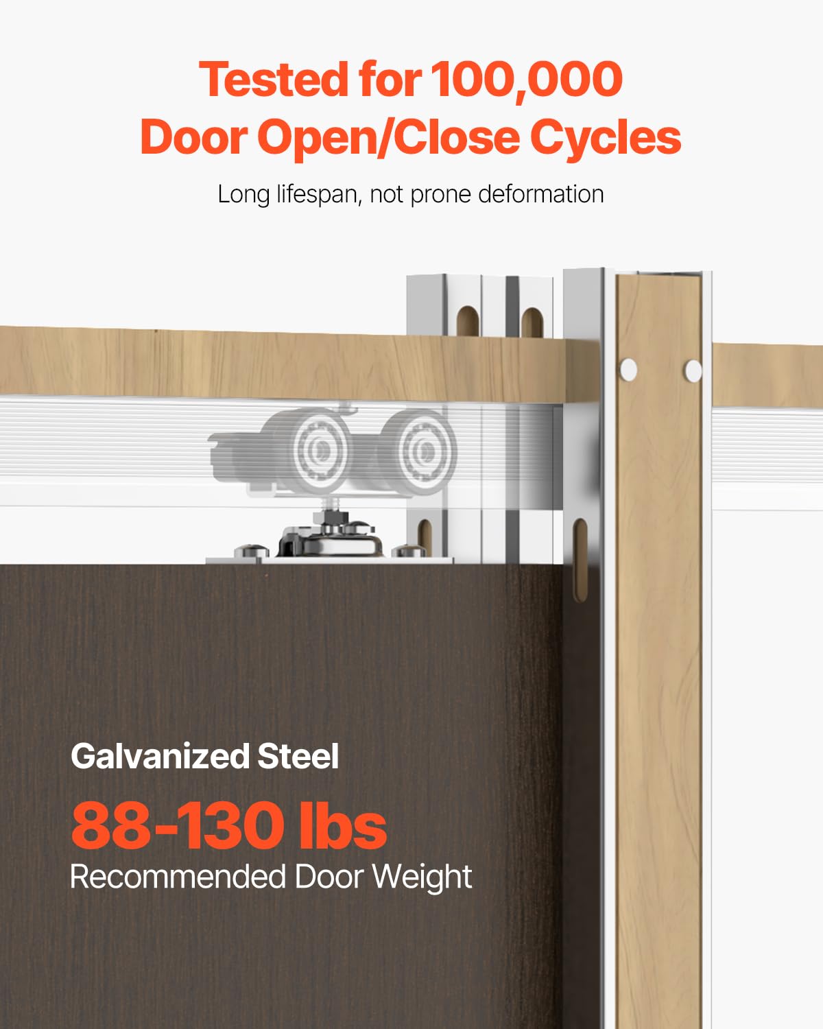 VEVOR Kit de Marco para Puerta Corrediza de Madera y Acero Galvanizado para Puertas de 610-762 mm de Ancho y 2032 mm de Alto con Mecanismo de Cierre suave Bidireccional para Sala de Estar, Oficina